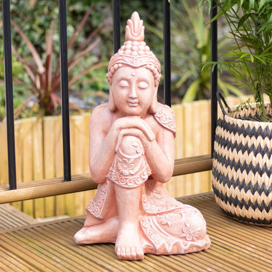 Terracotta Effect 56cm Sitting Garden Buddha