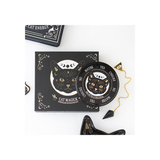 Black Cat Magick Pendulum Divination Kit | Crystal Gift Set | Witchy Divination Gift | Gift for Her