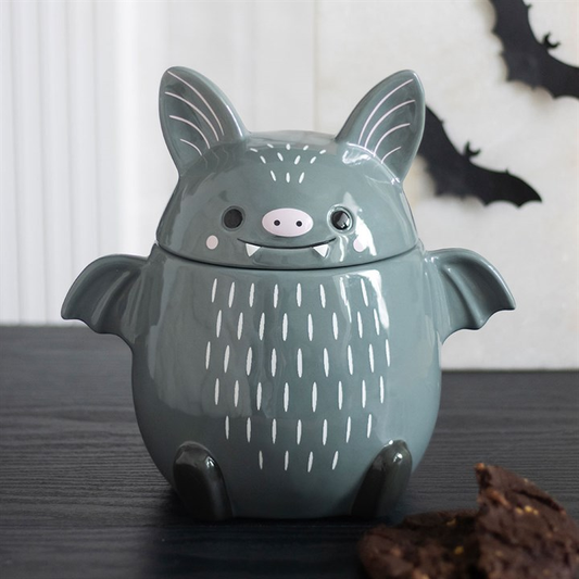Cute Bat Cookie Jar | Ceramic Storage & Tableware | Gothic Alt Home Decor | Birthday Gift