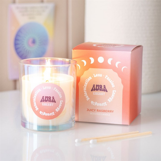 Aura Energy Juicy Raspberry Iridescent Candle | Scented Candle | Witchy Home Fragrance | Gift for Her