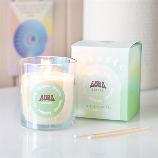 Aura Energy Lotus Mint Tea Iridescent Candle | Scented Candle | Witchy Home Fragrance | Unique Gift Idea