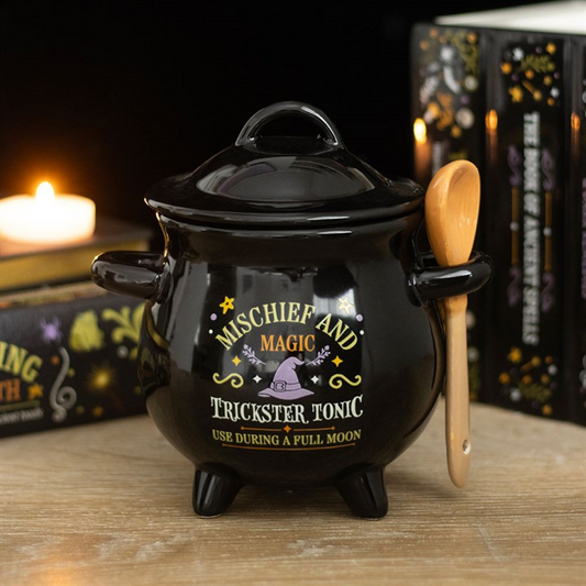 Mischief and Magic Cauldron Soup Bowl with Spoon | Cauldron | Wiccan Witchy Decor | Gift for Him