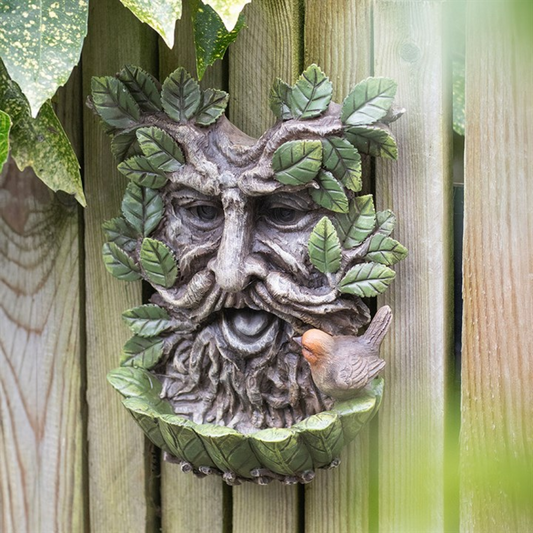 Green Man Wall Bird Bath | Gift & Home Decor | Pagan Wicca Altar Decor | Gift for Him