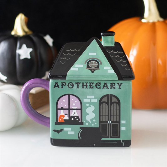 Apothecary Shop Lidded Mug | Ceramic Coffee & Tea Mug | Wiccan Witchy Decor | Gift for Him
