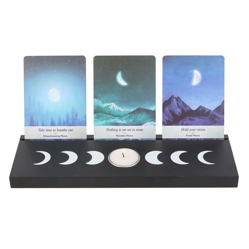 Black Moon Phase Tarot Card Stand Tealight Holder