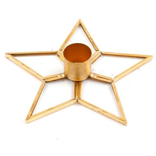 Gold Star Glass and Metal Candle Holder