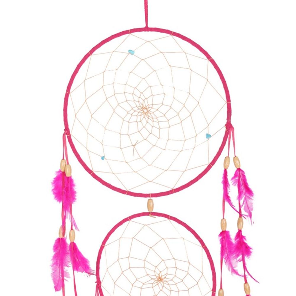 Pink Triple Dreamcatcher with Feathers