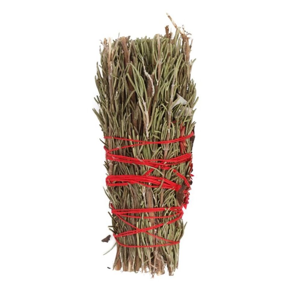 6in Ritual Wand Smudge Stick with Rosemary and Red Flowers