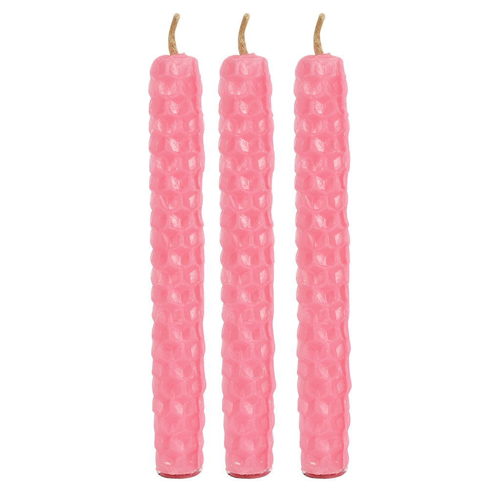 Set of 6 Pink Beeswax Spell Candles