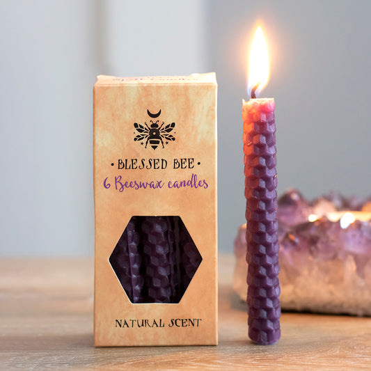 Set of 6 Purple Beeswax Spell Candles