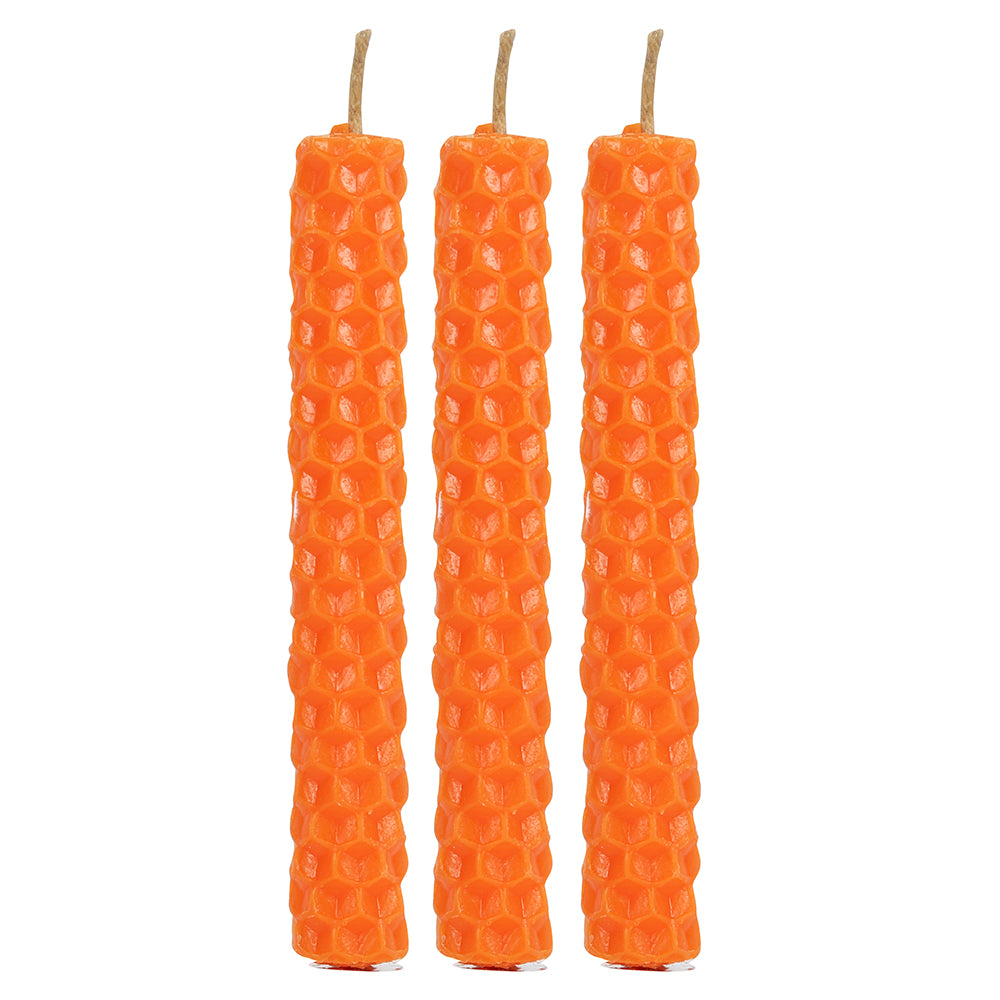 Set of 6 Orange Beeswax Spell Candles