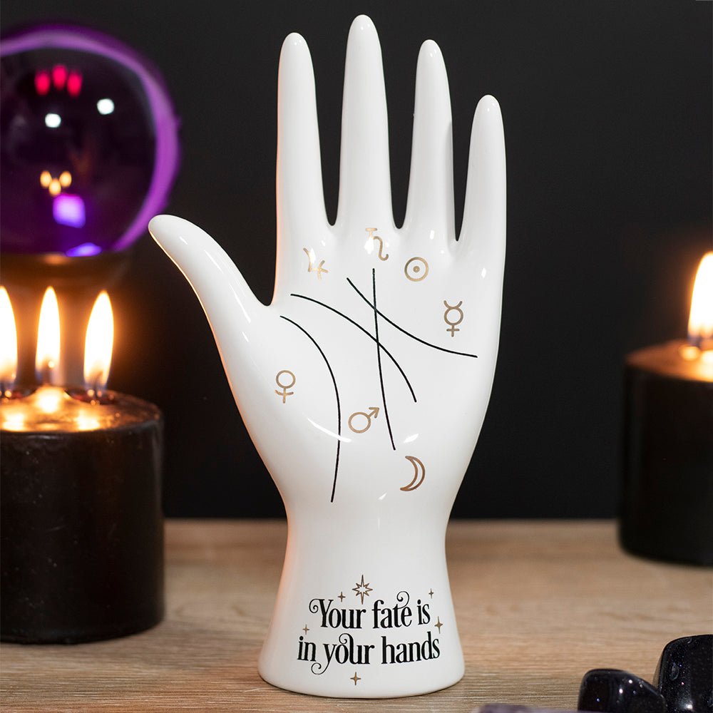 White Ceramic Palmistry Hand Ornament