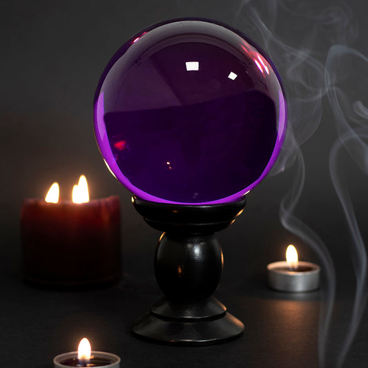 Large Purple Crystal Ball on Stand