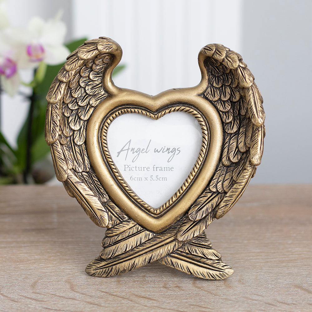 Antique Gold Angel Wing Photo Frame