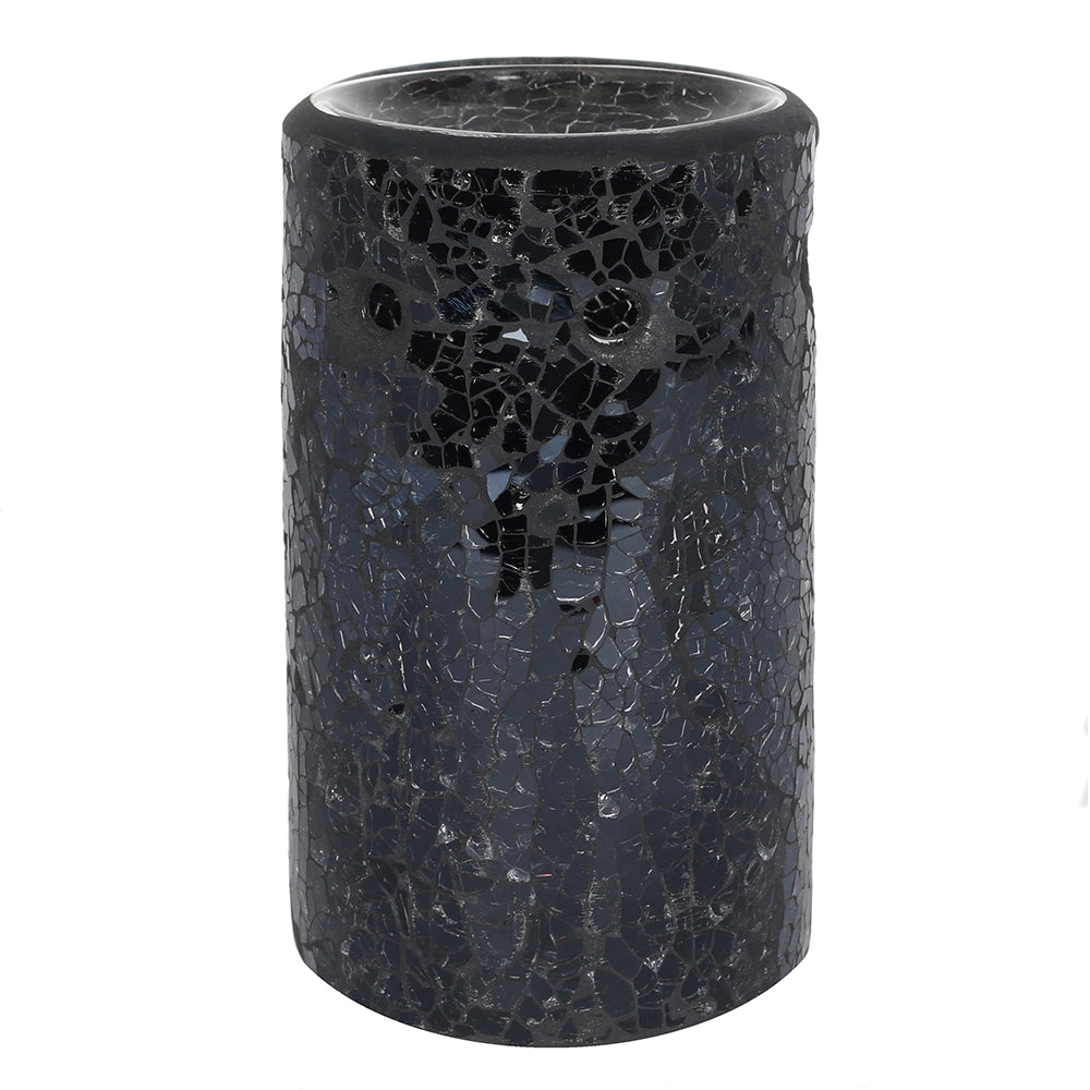 Black Crackle Glass Pillar Oil Burner