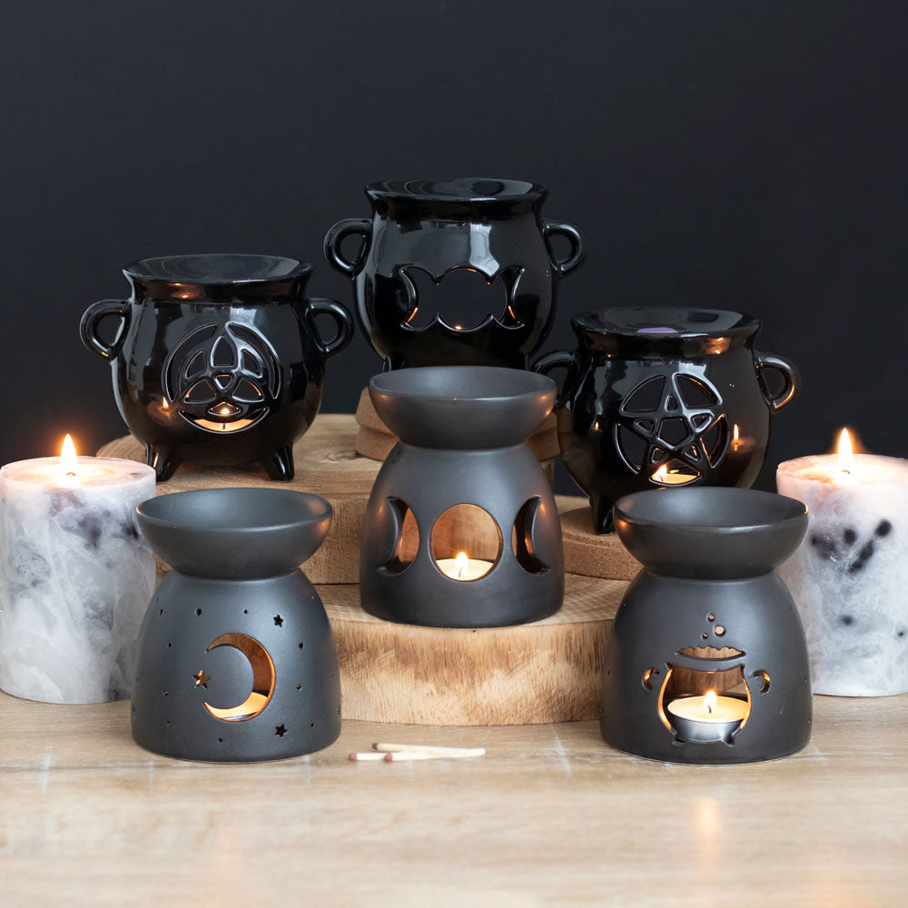 Black Mystical Moon Cut Out Oil Burner