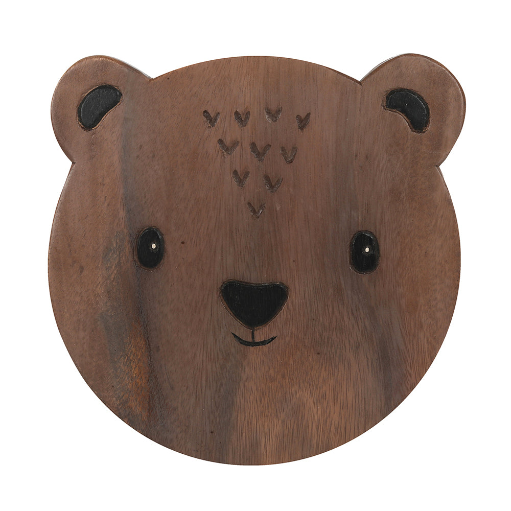 26cm Children's Wooden Bear Stool