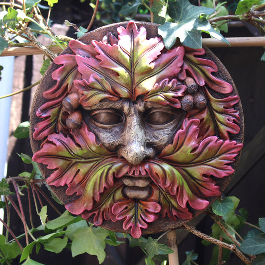 Green Man Round Face Plaque