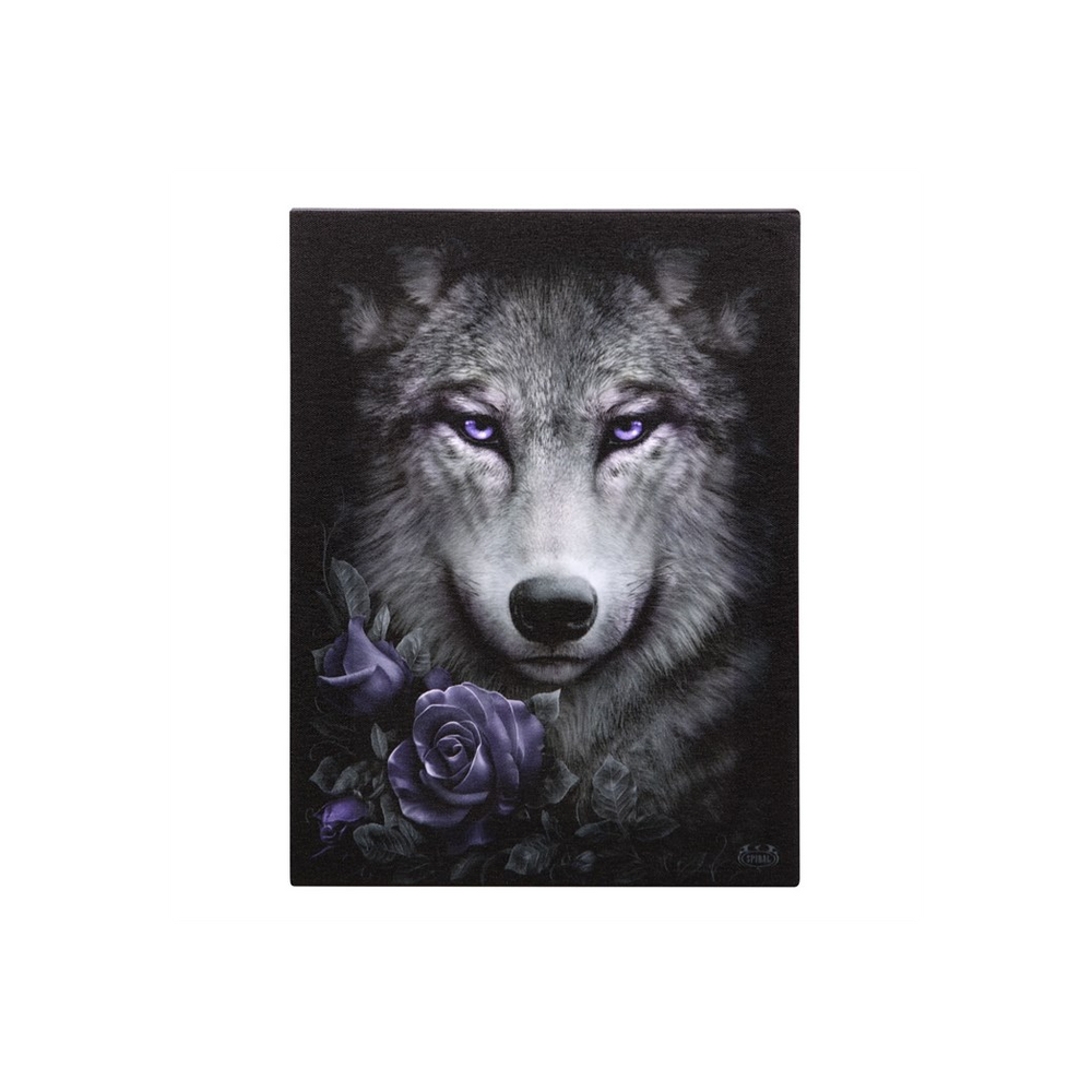 19x25cm Wolf Roses Canvas Plaque by Spiral Direct