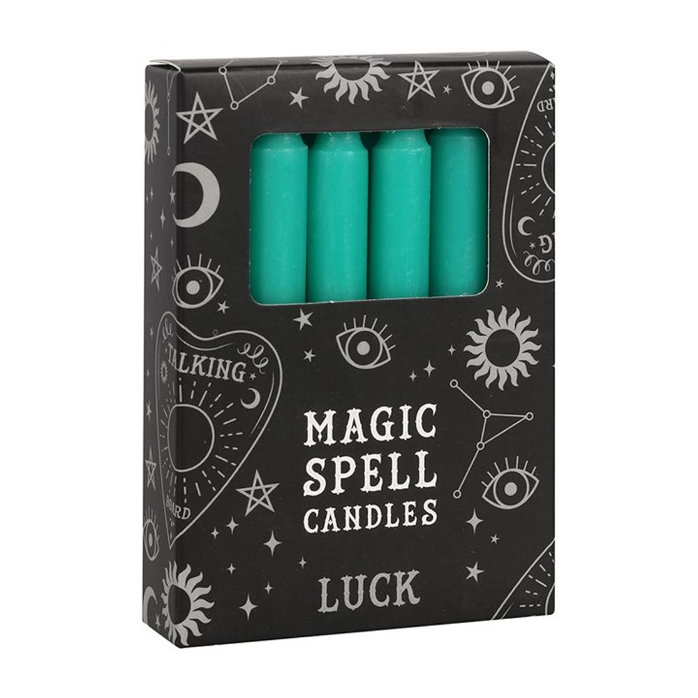 Set of 12 Green 'Luck' Spell Candles