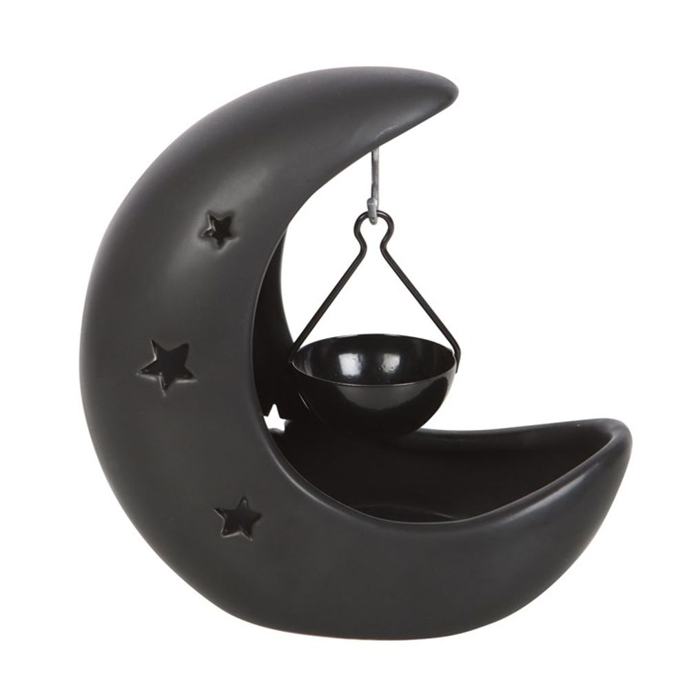 Black Crescent Moon Hanging Oil Burner