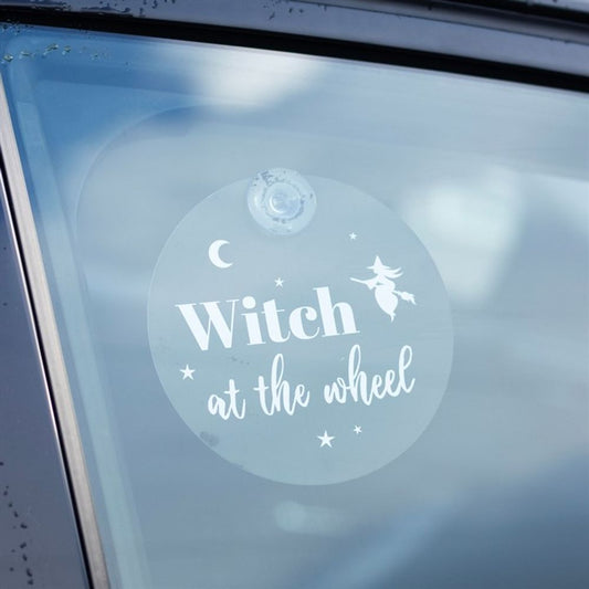 Witch at the Wheel Window Sign