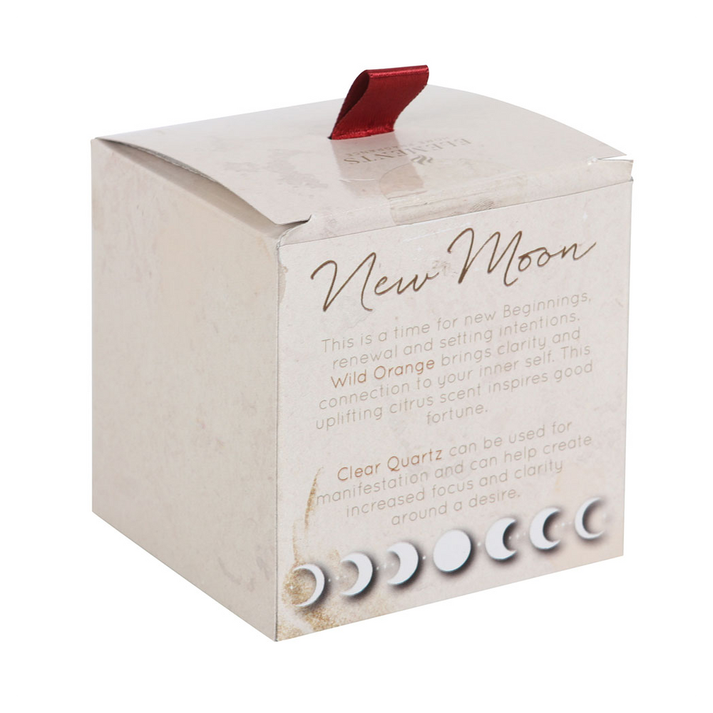 New Moon Wild Orange Manifestation Candle with Clear Quartz