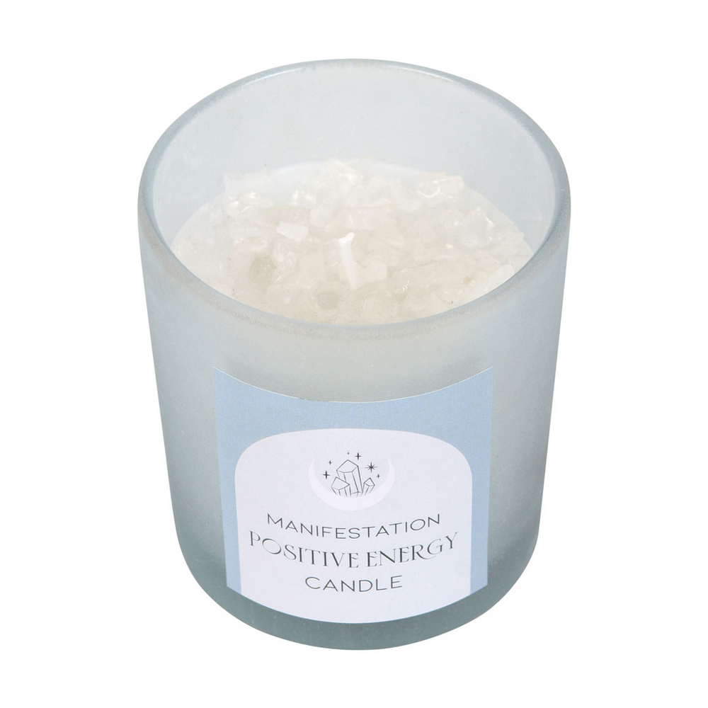 Positive Energy White Sage Crystal Chip Candle