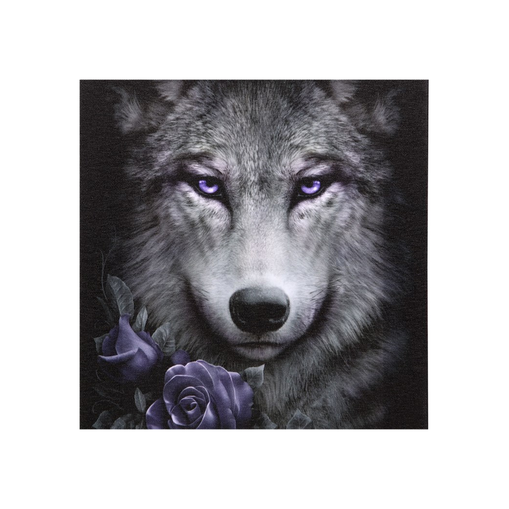 19x25cm Wolf Roses Canvas Plaque by Spiral Direct