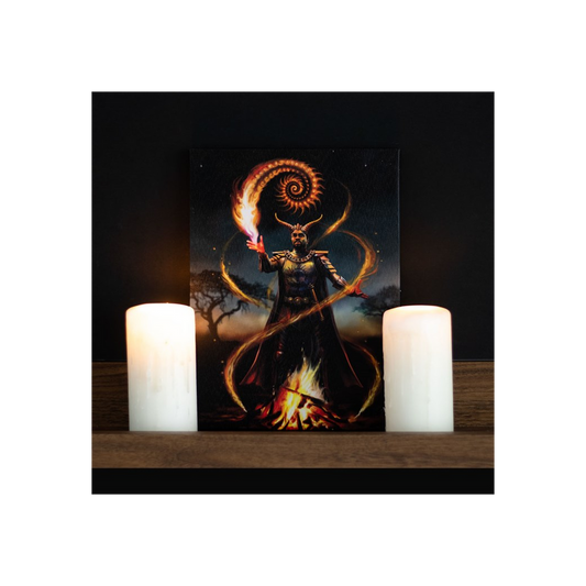 19x25cm Fire Element Wizard Canvas Plaque by Anne Stokes