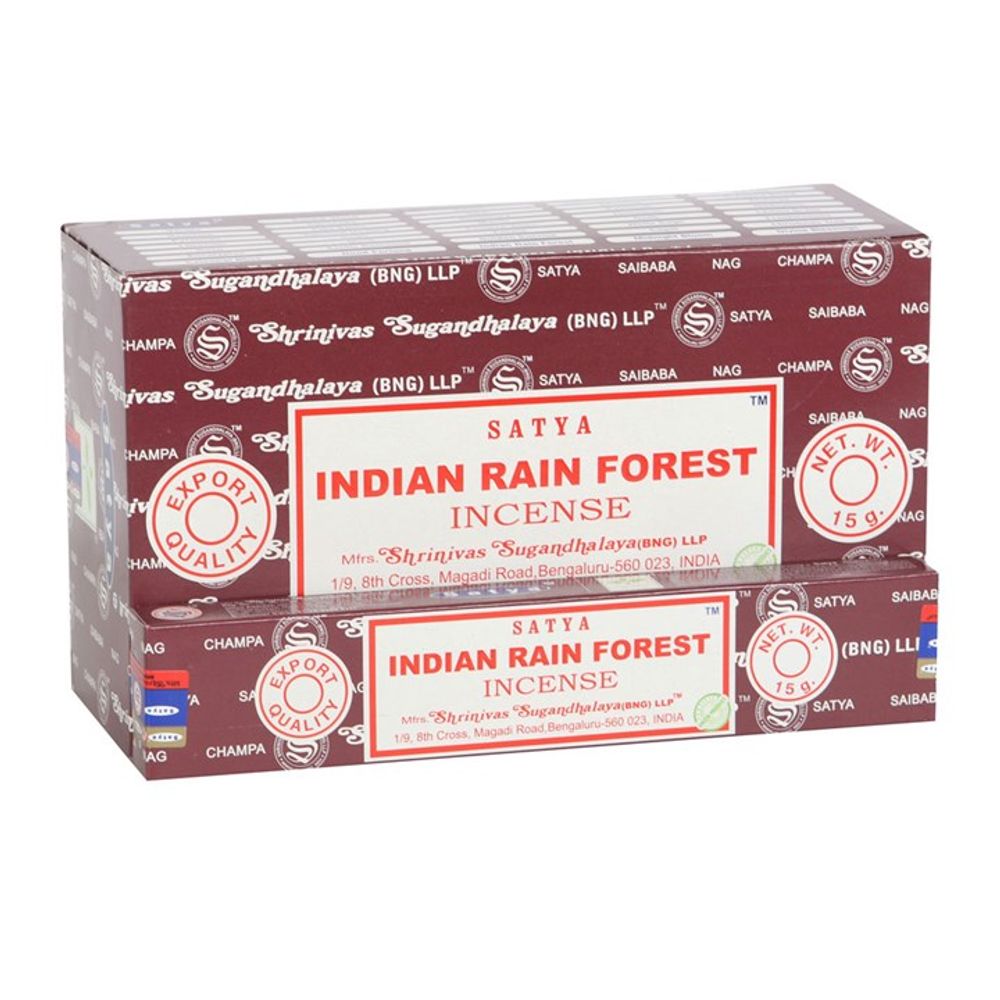 12 Packs of Indian Rain Forest Incense Sticks by Satya